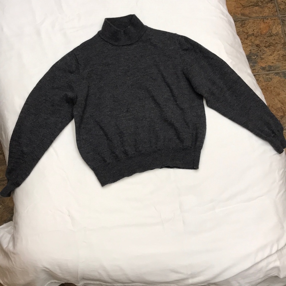 Cropped turtleneck wool sweater